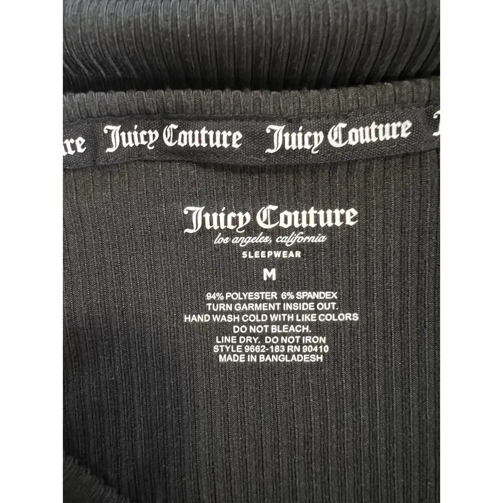 Juicy Couture NWT 2PC Short Sleeve Top & Long Pants Pajama Set, BLACK - MEDIUM